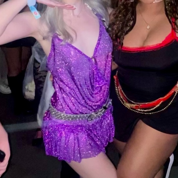 Poster Girl Barbara Amethyst SS23 Mini Dress Crystal Chainmail - Picture 5 of 10